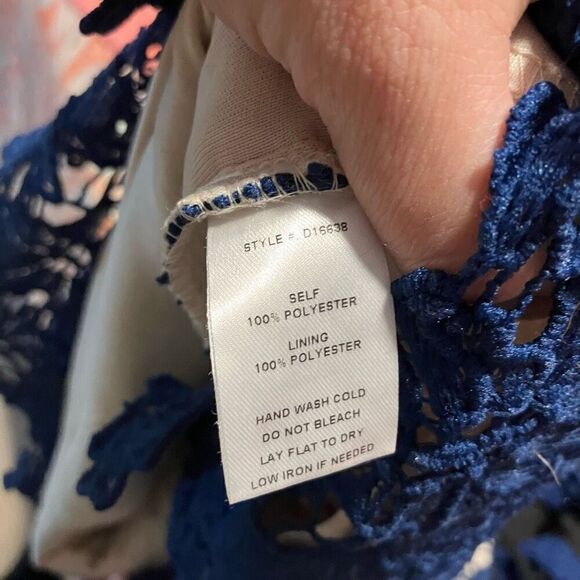 Soieblu Lace Floral Cocktail Knee Length Sheath Dress Blue Small - Picture 7 of 7